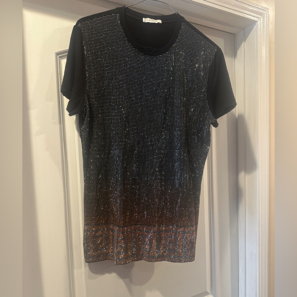 Versace Black Tee With Silver Pattern - image 5
